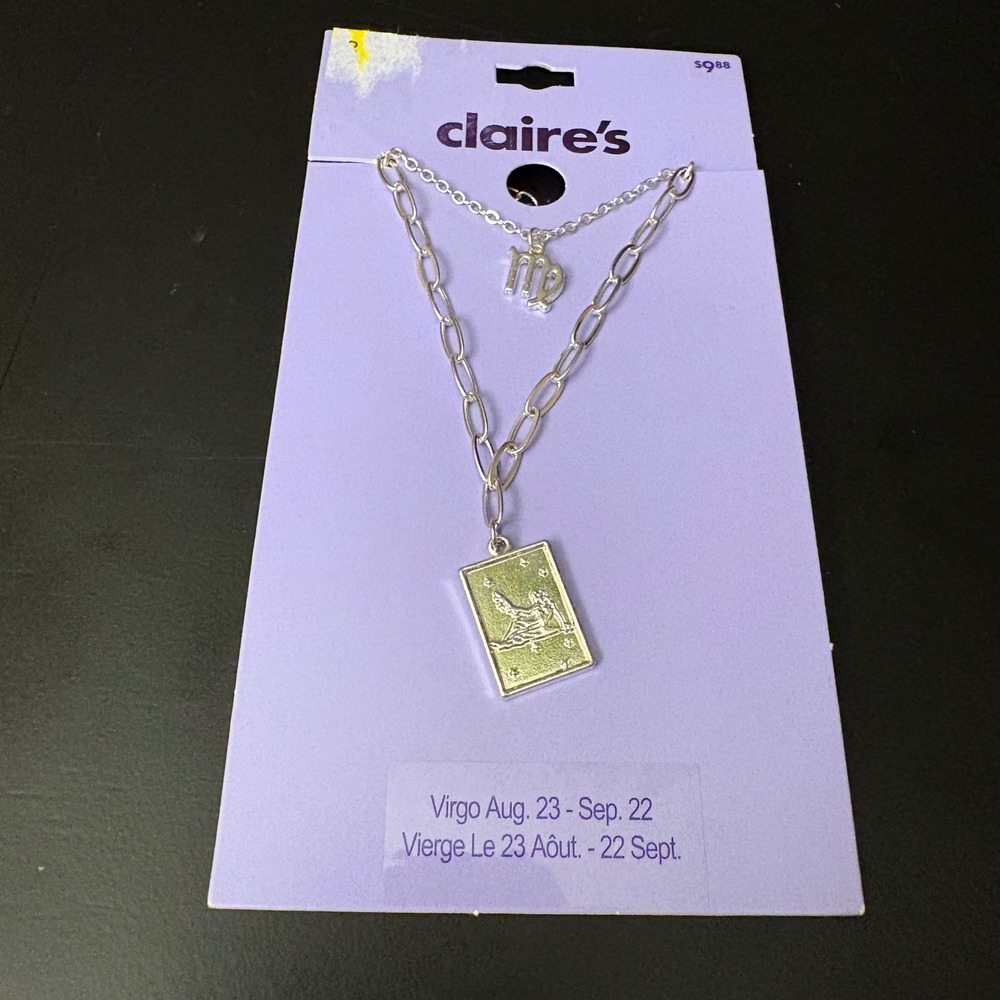 NWT Claires Gold Virgo Zodiac Layered Set of 2 Necklaces August September Gift - Picture 2 of 3